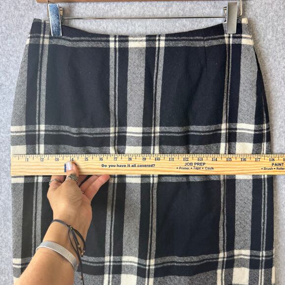 Casual Corner Wool Maxi Skirt Plaid Women’s 8 Black Dark Academia Preppy Pencil - Picture 8 of 11